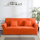 OKJK Elastischer Sofabezug, Für Wohnzimmer Sofa Protector, Sofaüberwurf Möbel Sessel Modern,Stretch Couch überzug Baumwolle (Orange,2seater 145-185cm)