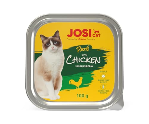 JOSICAT Paté with Chicken (32 x 100 g) | getreidefreies Nassfutter mit Huhn | Alleinfuttermittel für ausgewachsene Katzen | Powered by JOSERA
