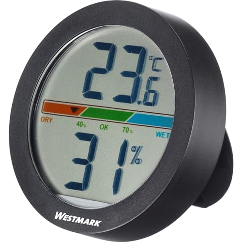 Westmark Thermometer + Hygrometer – Für Präzise Messung von Feuchtigkeit und Temperatur in Innenräumen, ideal für Weinkeller, Gewächshaus und Kühlschrank – Kunststoff, LED-Display