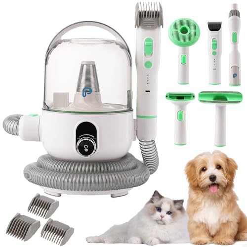Garvee Pet Grooming Kit mit 2L Vakuum Sauger 99% Tierhaar, Professionelles Leises Hundepflege-Vakuum-Kit mit 5 Fellpflege-Werkzeugen für Hunde, Katzen und andere Tiere