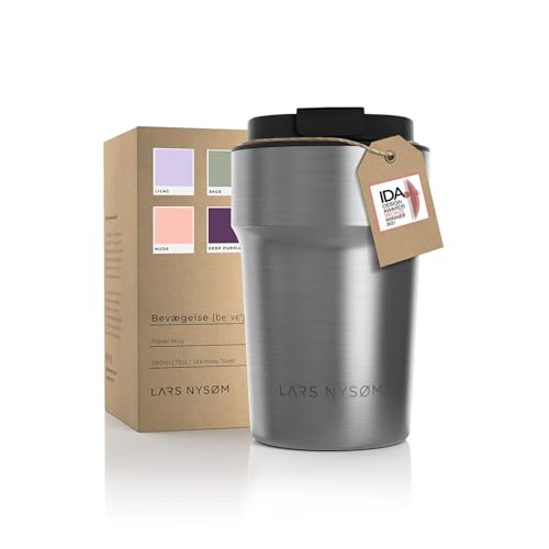 LARS NYSØM Thermo Kaffeebecher-to-go 380ml | BPA-freier Travel Mug 0.38 Liter mit Isolierung | Auslaufsicherer Edelstahl Thermobecher für Kaffee und Tee unterwegs | Teebecher