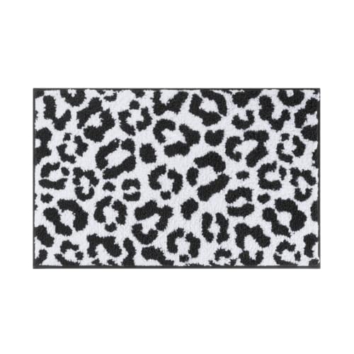 Juicy Couture Badematten-Set mit Ombré-Leopardenmuster, 43,2 x 61 cm und 50,8 x 81,3 cm, maschinenwaschbar, Leopardenmuster, rutschfest, schwarz-weiß, 100% Polyester, schnell absorbierend, schnell