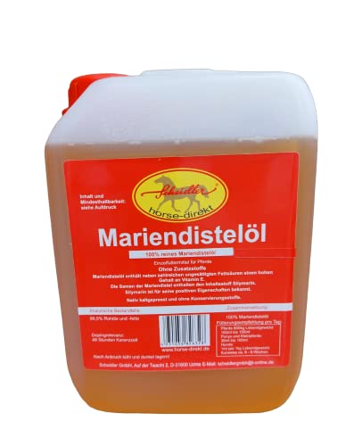 Horse-Direkt Mariendistelöl, 100% rein, kaltgepresst 5 Liter, Pferd, Hund, Pony
