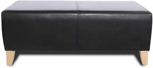 Fußhocker, Ottomane, Fußstütze, gepolsterte Bank, Fußhocker, rechteckige Beine aus Massivholz aus Kunstleder, schwarzer Sofahocker (Farbe: 60 cm) (Null 90 cm)