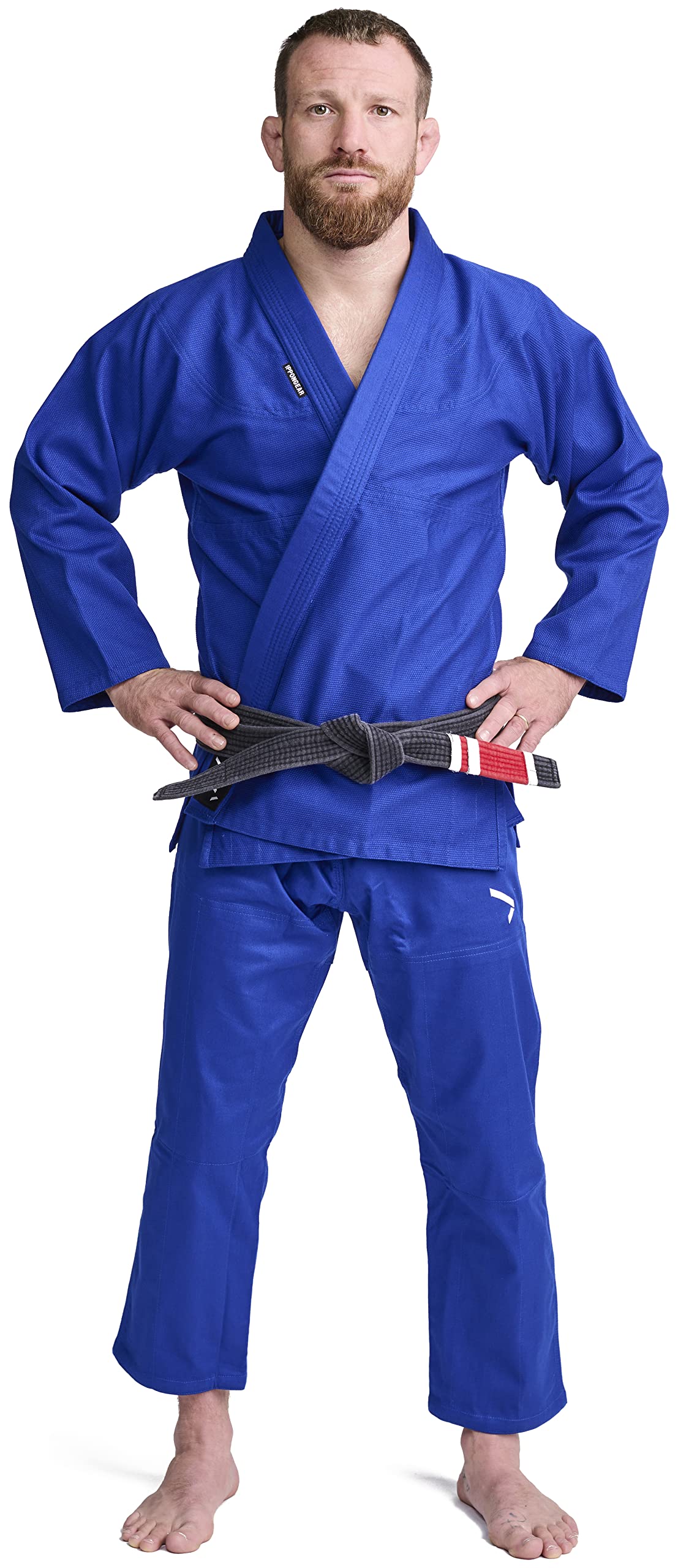 Ippon Gear BJJ GI Brazilian Jiu Jitsu Einsteiger Anzug inkl weißem Gürtel [Größe A2L I Pearl-Weave Material I 350gr/m² Stoffdichte I Reißfest] blau