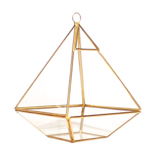 YIAGXIVG Transparente Glasbox mit goldener geometrischer Linie, Diamant-Schmuckschatz für Etui, 15 x 15 x 20 cm, dekorativer Schmuckhalter