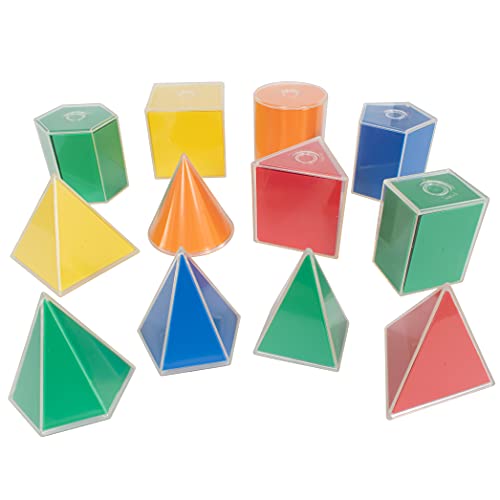 Learning Advantage edxeducation 2D3D Geometric Solids - Set of 12 Multicolored Shapes - Includes 2D Nets and Activity Guide - Early Math Manipulative and Geometry for Kids