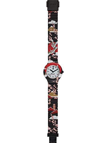Hip Hop Watches - Damen Hip Hop Armbanduhr HWU0861 - I Love Japan Kollektion - Silikonarmband - 32mm Gehäuse - wasserdicht - Quarz Werk - Schwarz