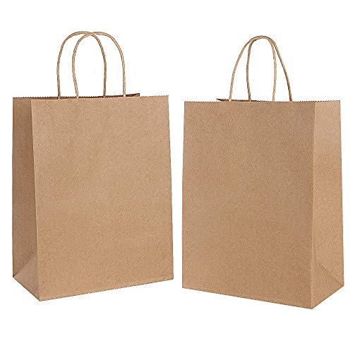 Gaoyong 20 Stk Papiertüten Braun, Geschenktüten21×11×27cmPapiertüten mit Henkel Für Lebensmittel Backen Merchandise Boutique Einzelhandel (verdicken 130gsm)