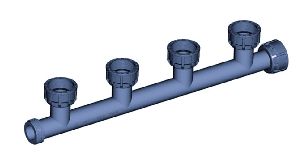 PE Rohr 4 fach Ausflussverteiler Verteiler Abgänge 1" AG IG Überwurf Fitting