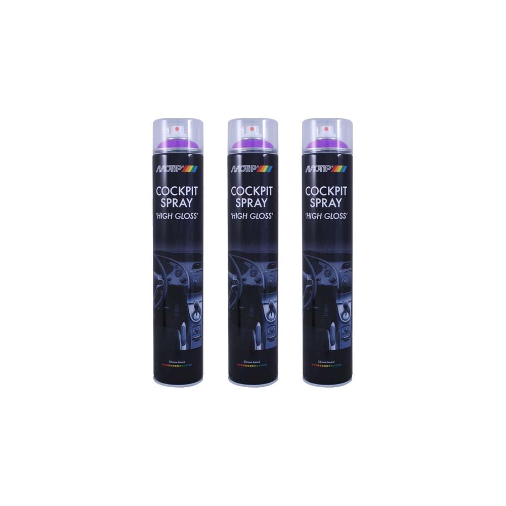 Motip 3X Cockpitspray Gloss Lavendel Kunststoffpflege Glänzend 007430 750Ml