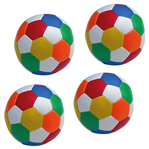 alldoro 63092 Softball Ø 10 cm, 4 Bälle, Softfußball aus Schaumstoff, Kinderball für Drinnen und Draußen, Fußball Pack Mehrfarbig, Spielball für Kinder und Babys ab 0 Monaten, 4er Set Bunt