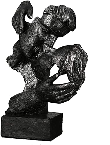 GILDE Dekofigur Skulptur Addiction, anthrazit, Dekoobjekt, Höhe 28, küssendes Pärchen, antikfinish, mit Spruchanhänger, Wohnzimmer
