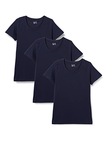 berydale Damen T-Shirt mit Rundhalsausschnitt aus 100% Baumwolle, Dunkelblau (3er Pack), 2XL