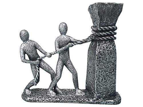 Skulptur 'An einem Strang ziehen', 25 cm, antik-silber