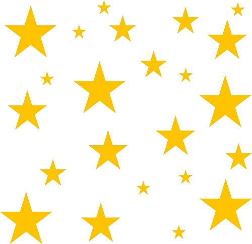 kleberio® 50x GROßE Klebesterne Farbe: gelb GROßE: 7,5cm 10cm 14cm Aufkleber Sterne PVC-Spezialfolie von ORAFOL selbstklebend glänzend Für den Innen- und Außenbereich geeignet