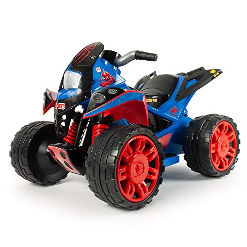 INJUSA - Elektroquad The Beast Spiderman, Batterie 12V, Elektroauto für Kinder von 2 bis 4 Jahren, Gaspedal, Rückwärtsgang und Kunststoffräder, Max Geschwindigkeit 5-6 km/h, Blau