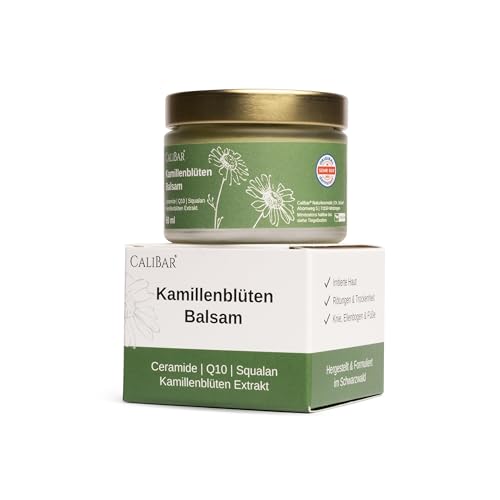 Calibar Kamillenblüten Balsam - Intensivpflege, Sensible Haut, Vegan, Hautbalsam, Pflege und Regeneration für trockene und spröde Haut, 50ml