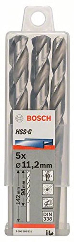 Bosch Professional Metallbohrer HSS-G geschliffen (5 Stück, Ø 11,2 mm)