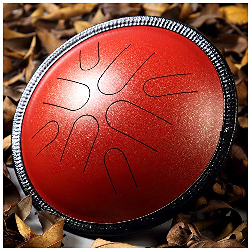 LJJ Steel Tongue Drum 8 Notes 10 Inch Asmuse Pan Drum Percussion Instrument with Mallets and Bracket Tonic Sticker Travel Bag