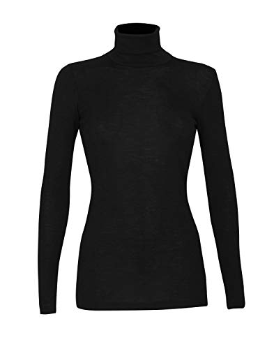 Dilling Rollkragen Shirt für Damen aus 100% Bio-Merinowolle Schwarz 36