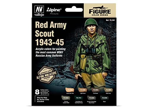 Vallejo Model Color set 70248 Alpine Red Army Scout 1943-45 by Jaume Ortiz (8x17ml) + FIGURE