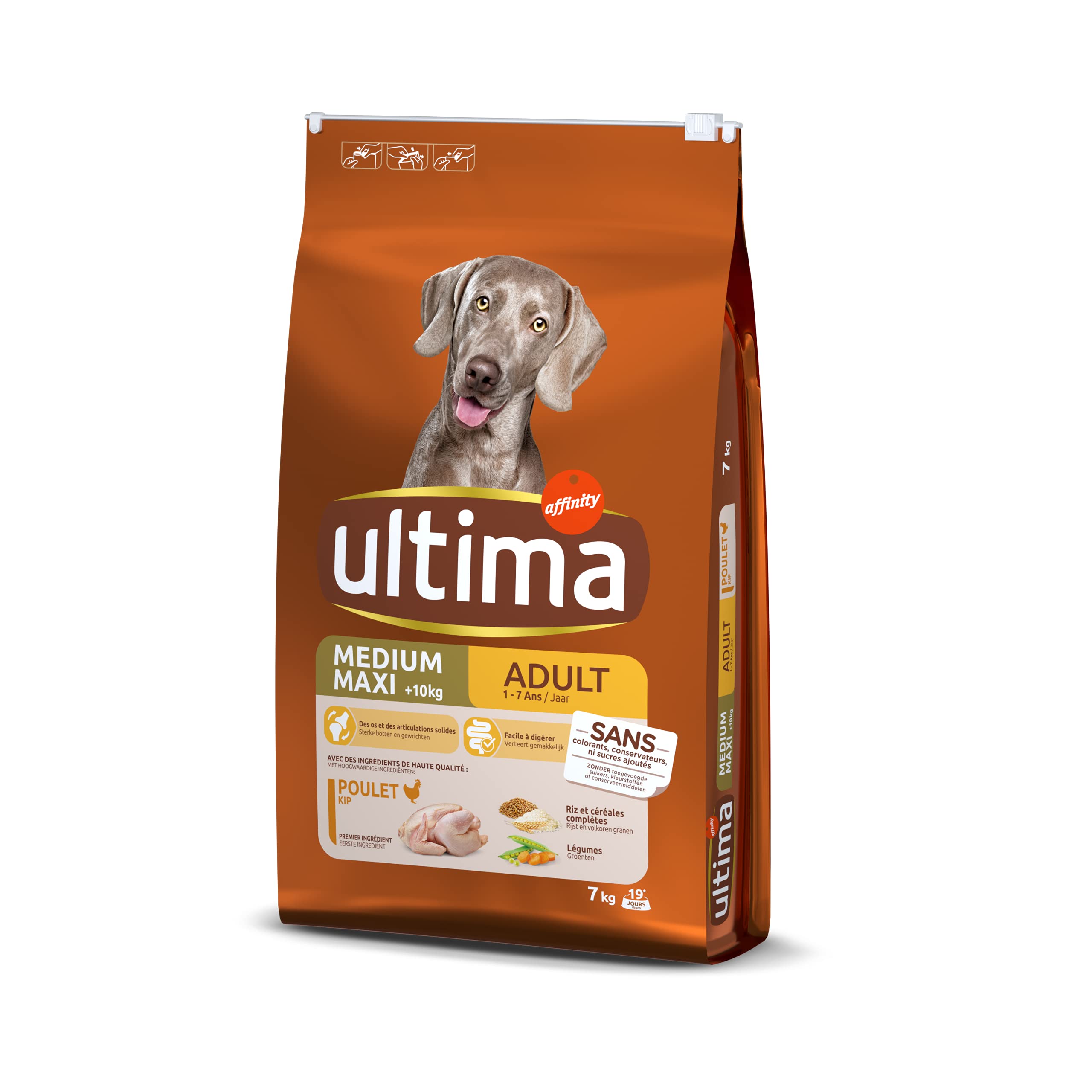 ultima Trockenfutter für Hunde, mittelgroß, für Erwachsene, Huhn/Reis, 7 kg