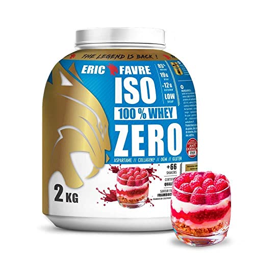 ISO WHEY ZERO 100% - Reines Whey Proteins Iso - Schmackhaft für den Aufbau von Muskelmasse - Schnell assimilierbar - Glutenfrei - 2 kg - Französisches Labor Eric Favre - Himbeer