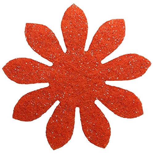 Petra's Bastel News 100x Margerite 40 mm, Glitzerfilz, einseitig Glitzer, Fliz, orange, 18 x 12 x 5 cm