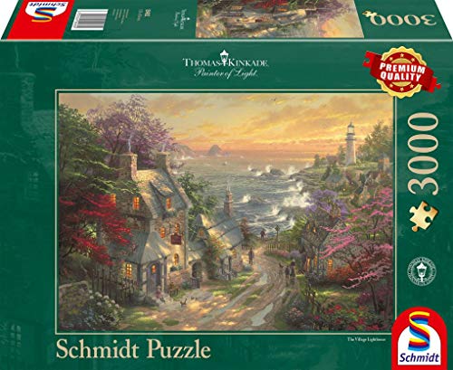 Schmidt Spiele Puzzle 59482 59482-Dörfchen am Leuchtturm, Thomas Kinkade, 3.000 Teile, bunt