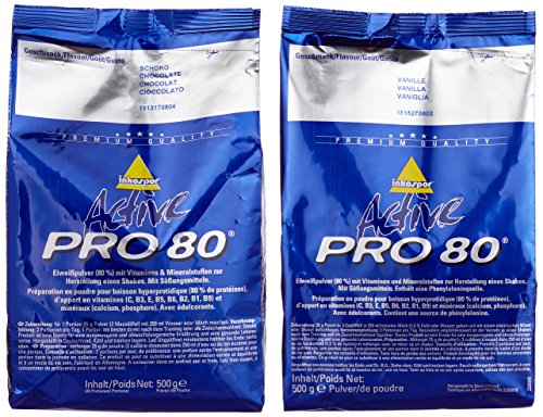Inkospor Active Proteinshake Pro 80 Beutel 2er Mix Pack (2 x 500 g) Vanille/Schoko, 1er Pack (1 x 1 kg)