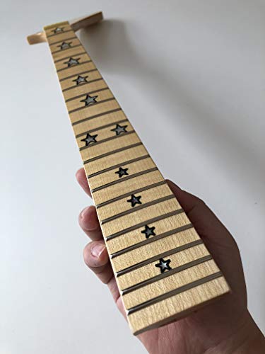 Hals für E-Gitarre, 22 Bünde, 64,8 cm, Ahorn-Griffbrett, Stern-Inlay, glänzend, Banane Kopfplatte