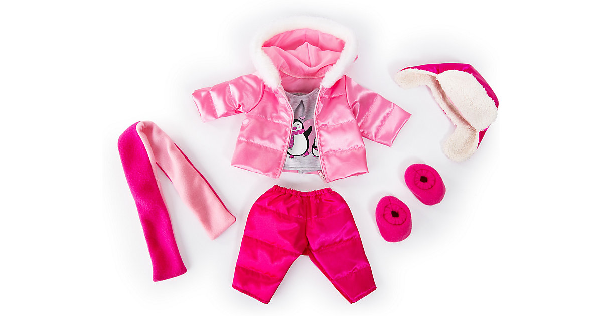 Kleider Puppen 42-46 cm: 6-tlg. - Shirt, Hose, Jacke, Mütze, Schal + passende Schuhe, rosa/pink Kleinkinder 2