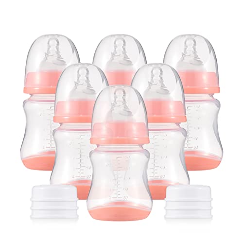 KOCAN Babyflaschen-Set,Babyflaschen mit Silikonnippel und Aufbewahrungsabdeckung Stillflaschen für Babynahrung PP-Milchaufbewahrungsflaschen 180 ml Fassungsvermögen Babyflaschen Baby Essentials,