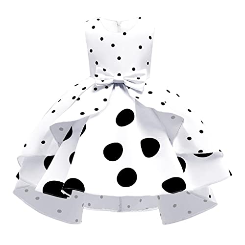 Lito Angels 101 Dalmatiner-Kostüm, weiß und schwarz, gepunktet, für Kinder, Mädchen, Halloween, Geburtstag, Weihnachten, Party, Outfits Alter 8–9 Jahre, Weiß 287