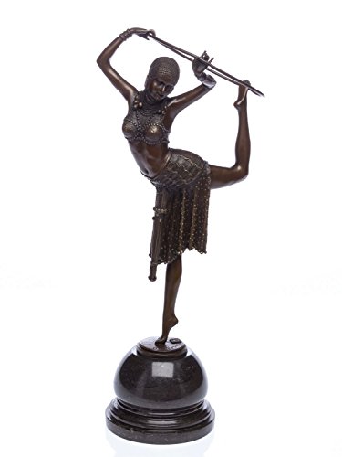 aubaho Bronzeskulptur Tänzerin mit Ring Bronze Figur Skulptur 54cm Sculpture Antik-Stil