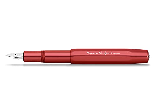 Kaweco Füllfederhalter Al Sport Rot I Premium Füllfederhalter Luxus für Tintenpatronen mit hochwertiger Stahlfeder I Kaweco Sport Füller 13,5 cm Deep Red Federbreite: B (Breit)
