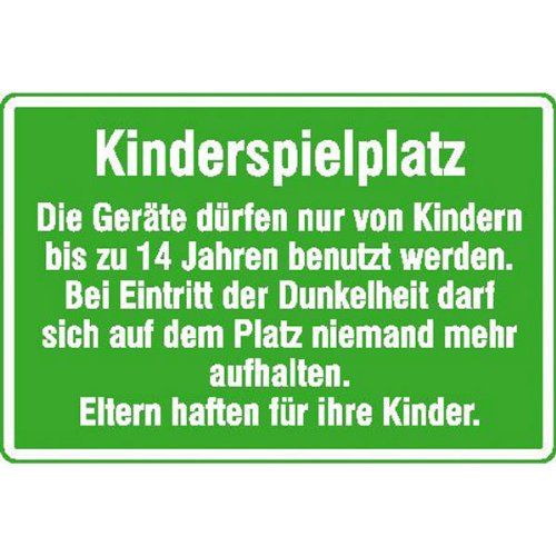 Betriebsausstattung24® Spielplatzschild Kinderspielplatz Die Geräte dürfen nur.., Alu, 75x50 cm