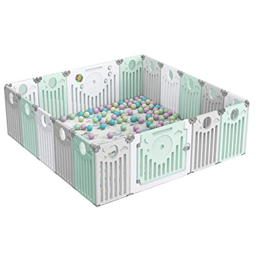 Kinder Laufgitter Kunststoff Indoor Infant Play Fence Faltbare Lagerung ist bequem Sicherheit Anti-Fall Infant Game Center, 64cm hoch, 6 Gr??en (Farbe: Grün, Gr??e: 18 Stück - 192x192x64cm)