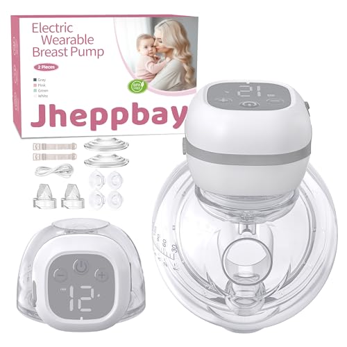 Jheppbay Milchpumpe Elektrisch Tragbar Doppelt - 5s Schnellinstallation, Breast Pump mit 3 Modi und 12 Stufen, BPA-frei, Schmerzfreie, Geräuscharme Elektrische Milchpumpe Freihändig(2er-Pack)