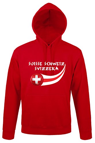 Supportershop Schweiz Herren Kapuzensweatshirt, XXL rot