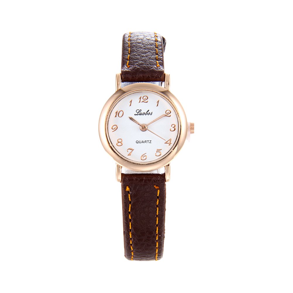 UKCOCO Damen-Armbanduhr schlicht, elegant, klein, digital, Leder, kleine Uhr für Mädchen, Schön (braun)
