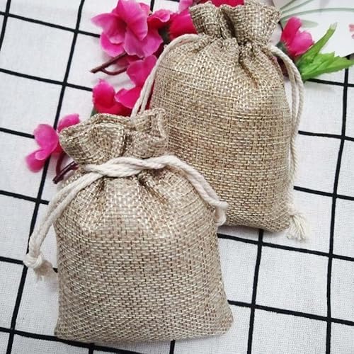 Säckchen,Jutesäckchen 100 Stück Jute-Geschenktüten, 7 x 9, 9 x 12, 10 x 14 cm, natürliche Jute-Schmuckbeutel, Jute-Geschenktüten, Schmuckverpackung, Hochzeitstüten (Color : 15x20cm, Size : 100pcs)