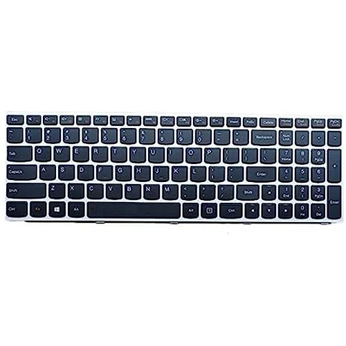FQ Laptop Tastatur für Lenovo Z50 Z50-70 Z50-75 Z50-80 Z51 Z51-70 Z51-80 Z70 Z70-80 Schwarz & Mit Silber nem Rahmen Amerikanische Version Mit Hintergrundbeleuchtung