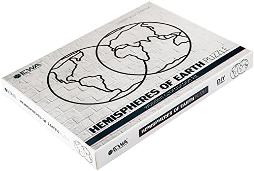 EWA Eco-Wood-Art Hemispheres of Earth Holzpuzzles Design-Polygonales Puzzle Hemisphäre der Erde-Souvenir, Geschenk, Küche, Wohnkultur, Interieur, Schwarz