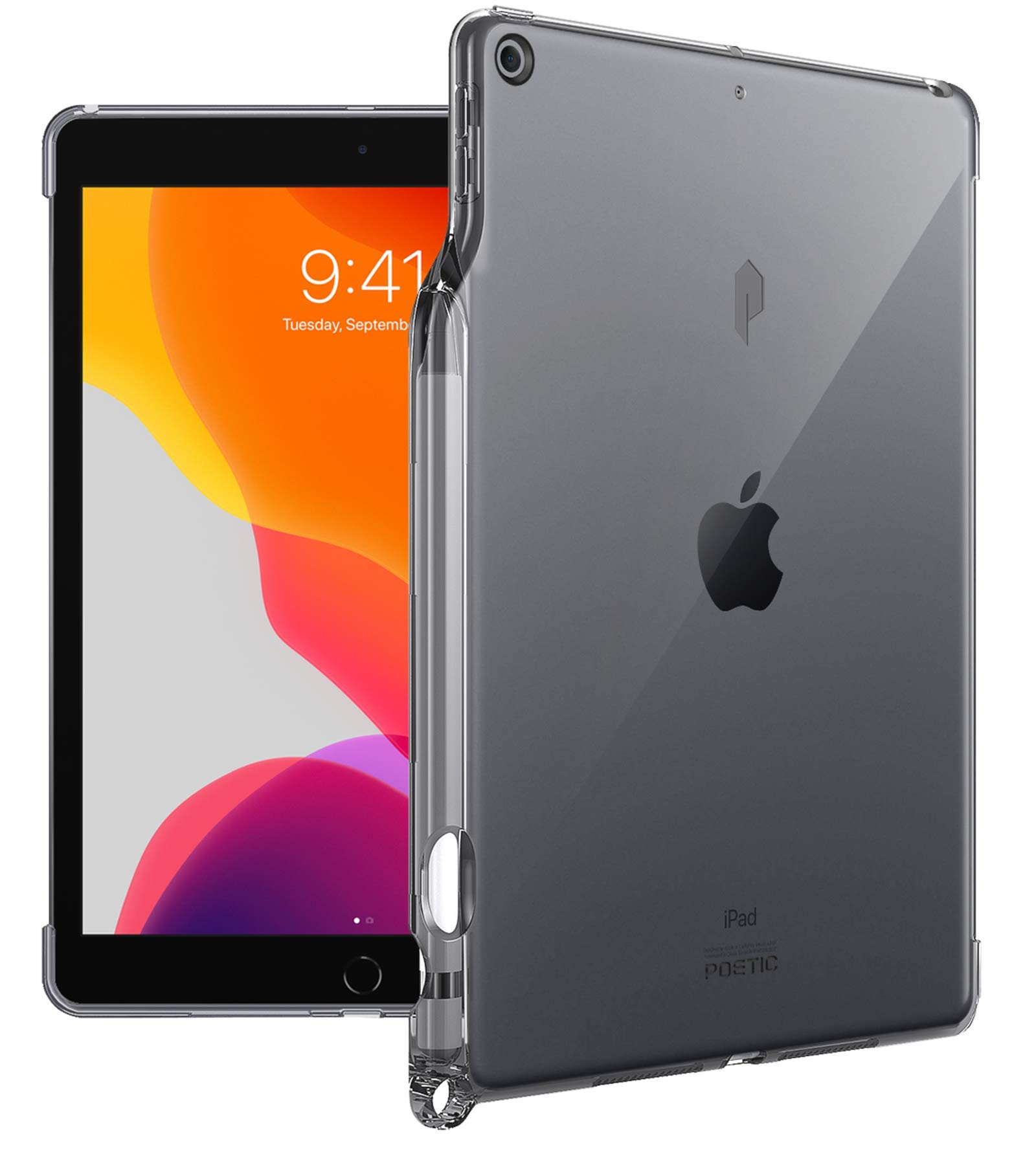 POETIC Lumos Flexibel Wiche Durchsichtig Ultra Dünn Schlagfest TPU Hülle für Apple iPad 10.2 inch 7th Gen 2019 Durchsichtig Grau