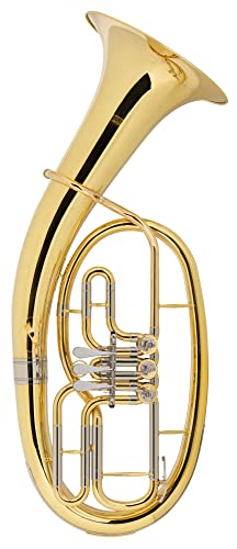 Classic Cantabile Brass TH-33 Tenorhorn - Bb-Stimmung - Korpus: Messing - Neusilber-Außenzüge Goldmessing-Mundrohr - 3 Drehventile - inkl. Koffer, Mundstück und Reinigungstuch