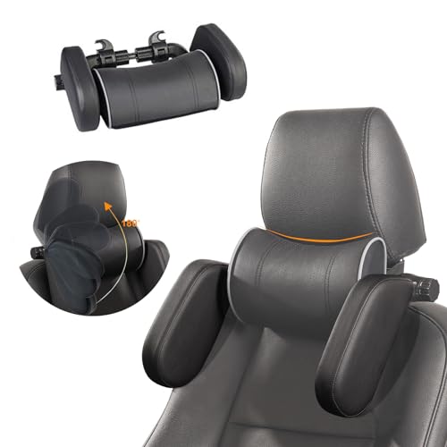 Todeco Autositz-Kopfstützenkissen, U-förmig, verstellbar, Auto-Kopfstützung, bequemes Auto-Ruhekissen für Erwachsene und Kinder