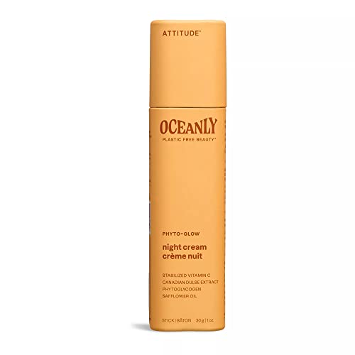 ATTITUDE Oceanly Night Gesichtscreme – EWG-Zertifiziert – Plastikfrei – Pflanzliche und Mineralische Inhaltsstoffe – Vegane Hautpflegeprodukte – PHYTO GLOW – Parfümfrei – 30 Gramm