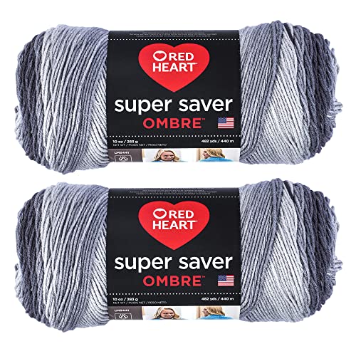 Red Heart E305.3964P02 Super Saver Jumbo Garn, Acryl, Anthrazit Ombre, 2 Pack, 2 Count